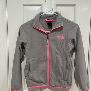 The North Face Gray Fleece with Pink Trim